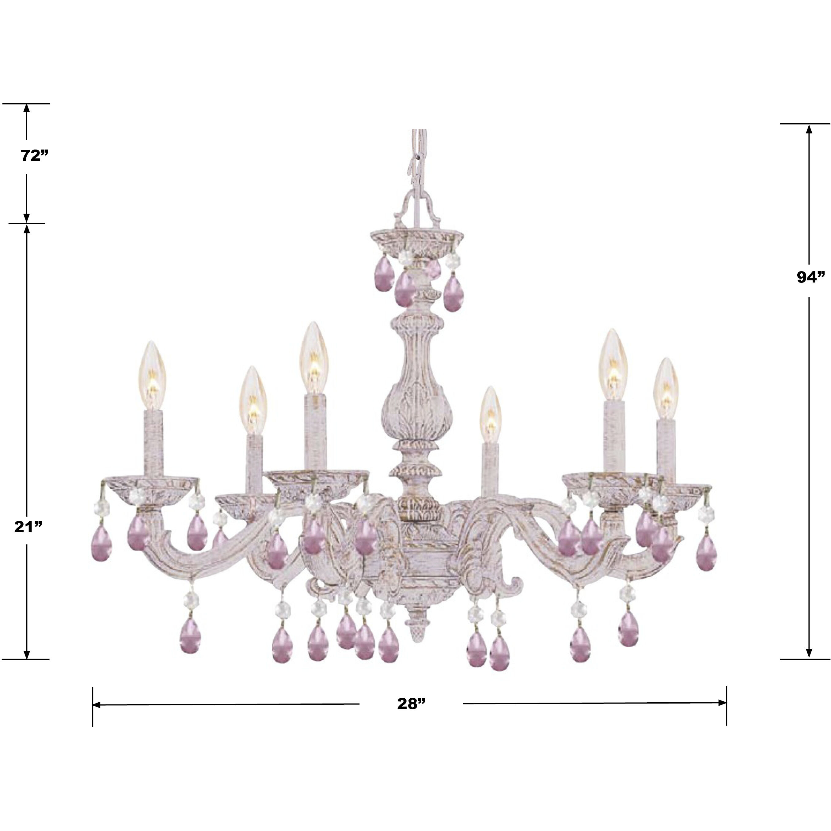 Paris Market 6 Light 28 inch Antique White Chandelier Ceiling Light in Rose Colored Hand Cut