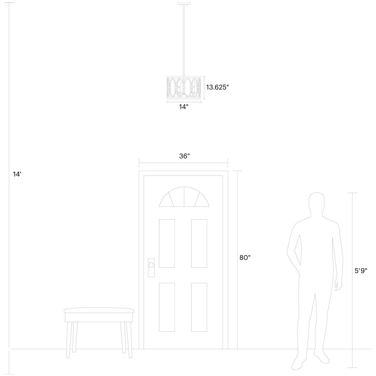 Sean Lavin Patrice 3 Light 14 inch Deep Abyss Semi-Flush Mount Ceiling Light