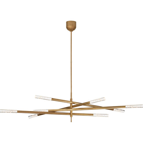 Kelly Wearstler Rousseau LED 65 inch Antique-Burnished Brass Articulating Chandelier Ceiling Light in Seeded Glass, Grande