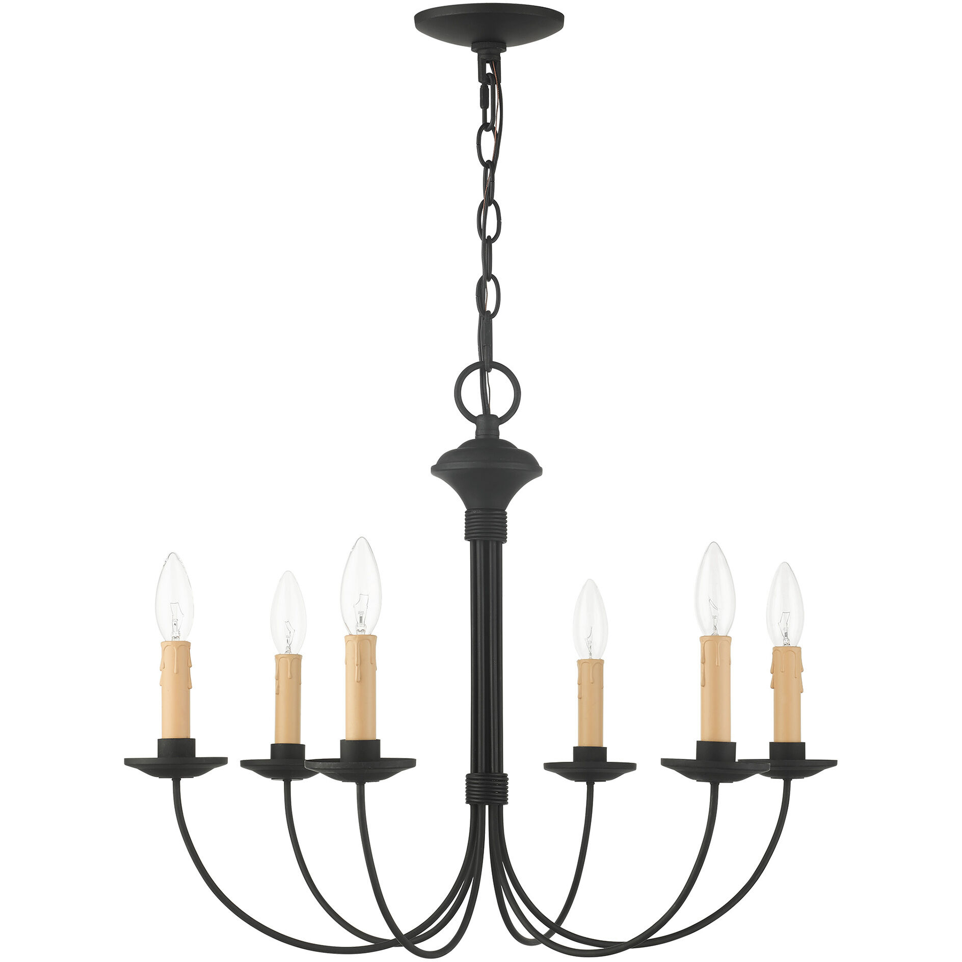 Heritage 6 Light 23 inch Black Chandelier Ceiling Light
