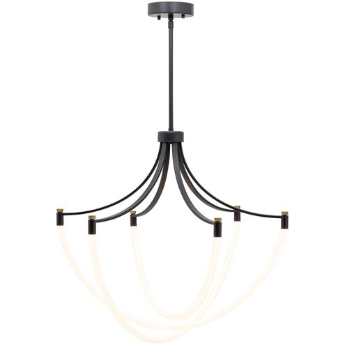 Cascata LED 28 inch Black and Brushed Brass Down Chandelier Ceiling Light