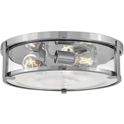 Lowell 3 Light 16 inch Chrome with Clear glass Foyer Light Ceiling Light, Flush Mount