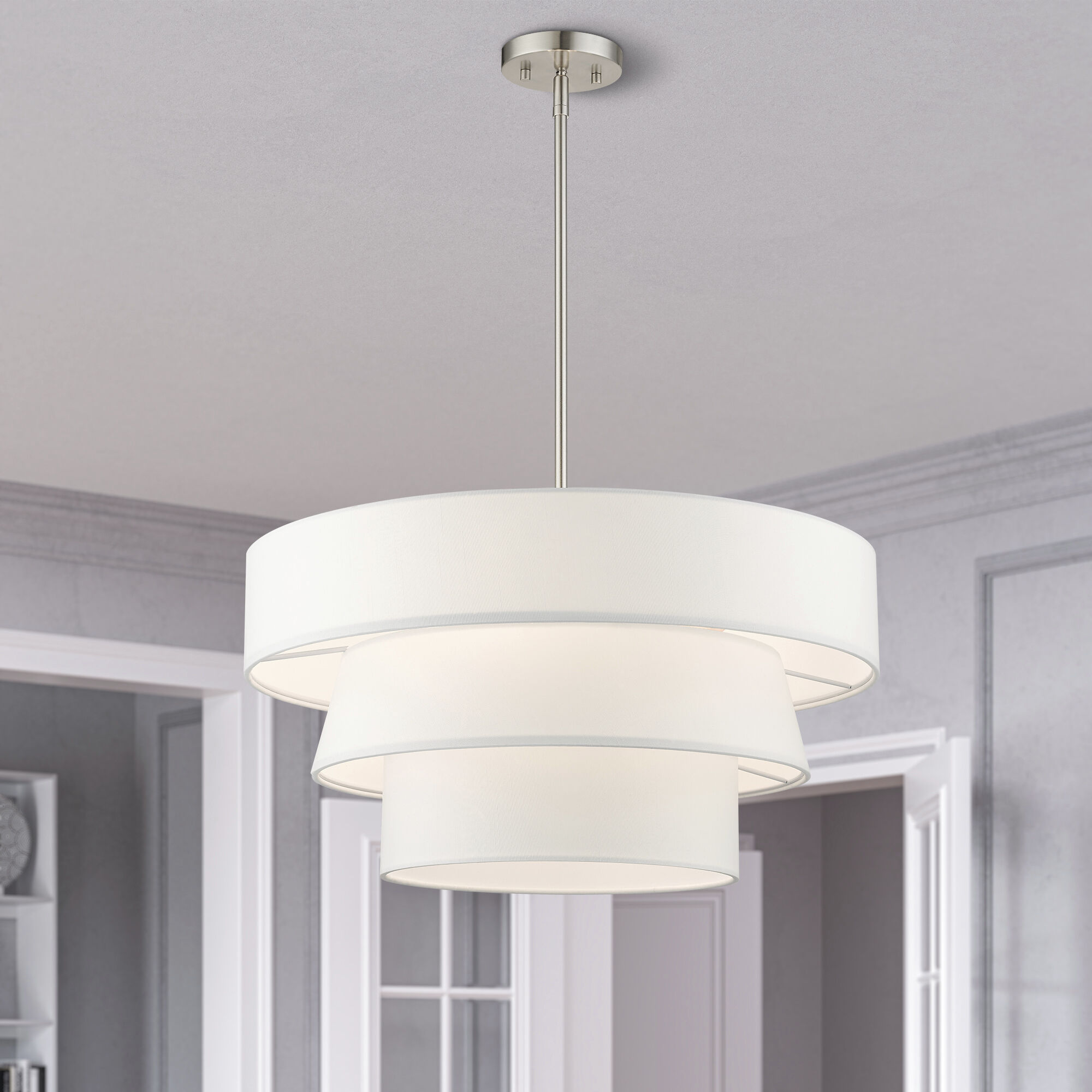 Warrenville 4 Light 23 inch Brushed Nickel Pendant Chandelier Ceiling Light