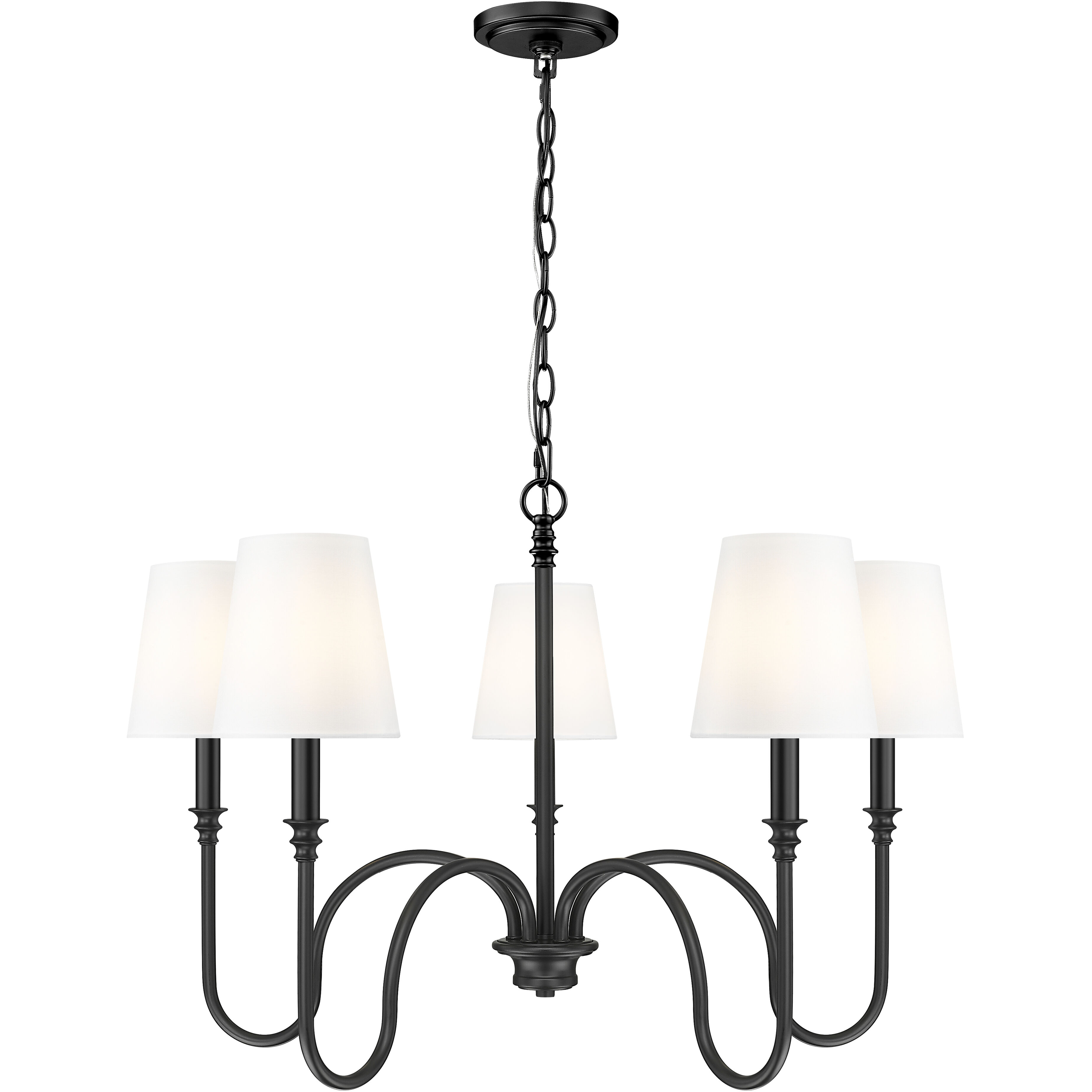 Jisele 5 Light 30 inch Matte Black Chandelier Ceiling Light