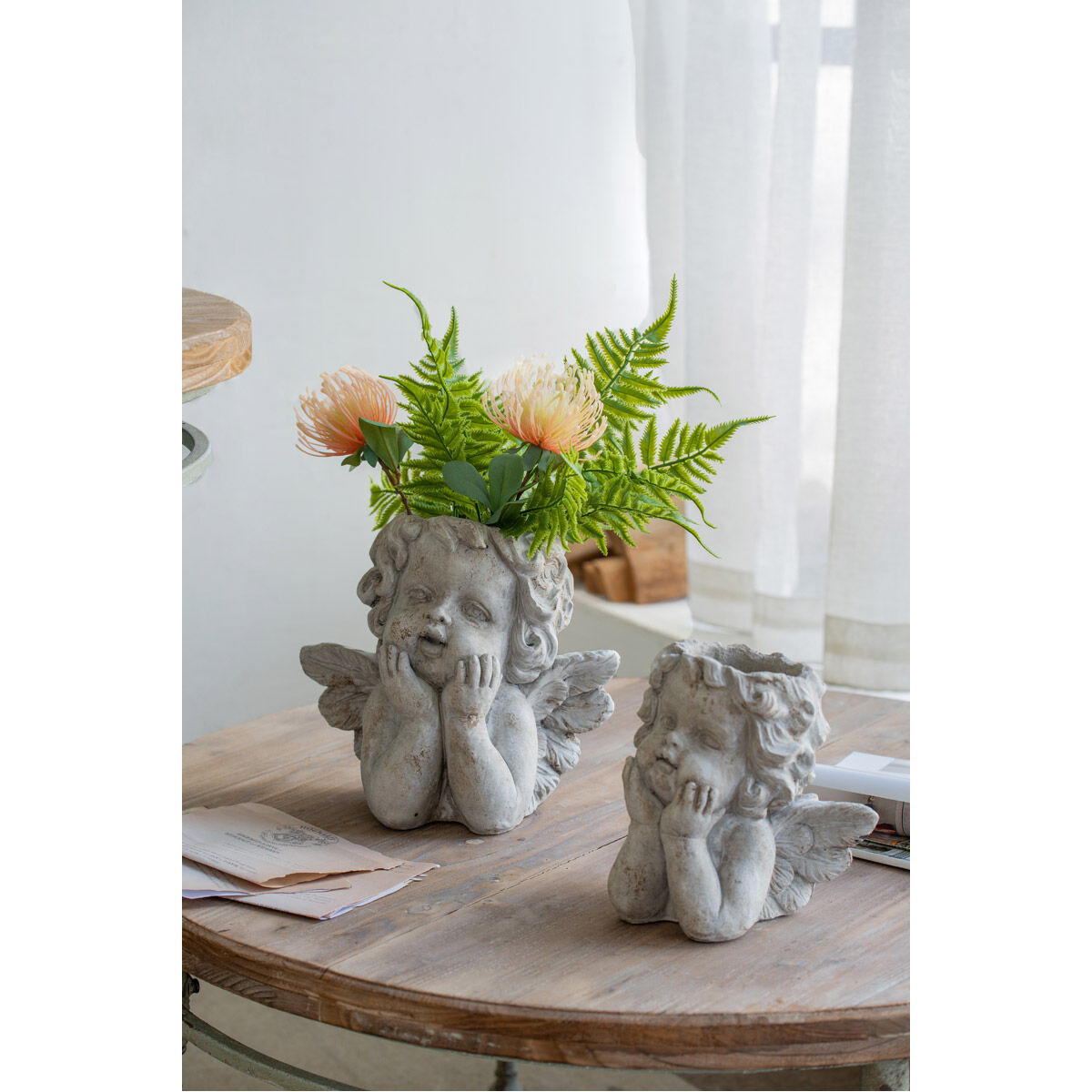Cherub Angel Gray Outdoor Planter
