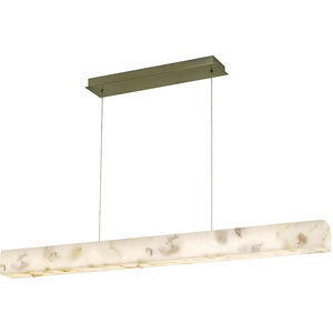 LumenAria LED 48 inch Brushed Brass Linear Pendant Ceiling Light in Alabaster Rocks