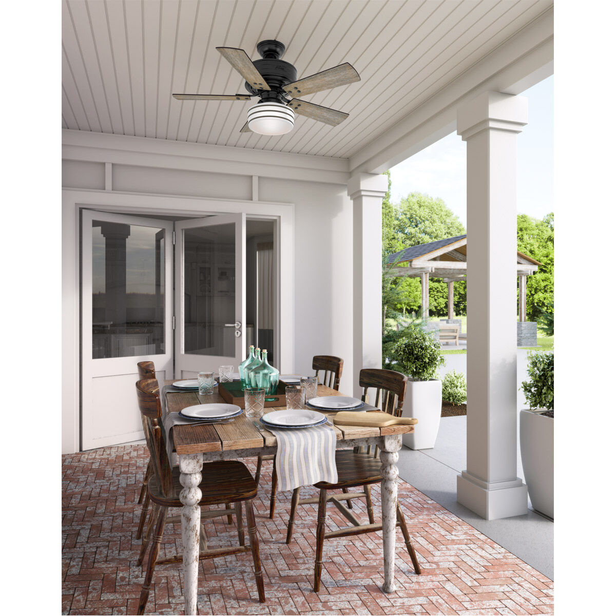 Cedar Key 44 inch Matte Black with Barnwood/Black Willow Blades Outdoor Ceiling Fan