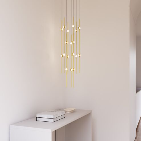 Constellation Aries LED 11.5 inch Satin Brass Pendant Ceiling Light in 3000K, White Optical Acrylic, 10 FT. Cord