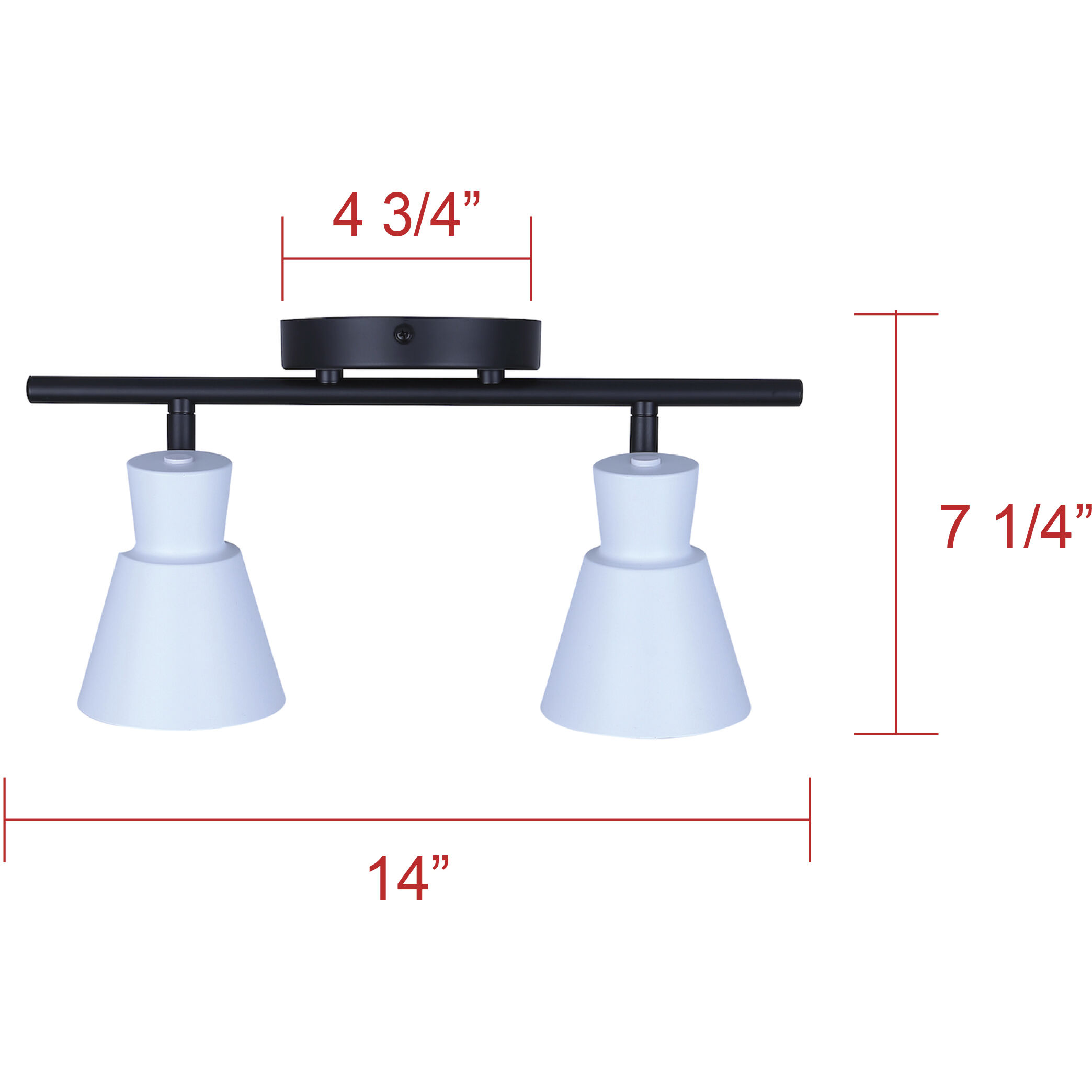 Radley 2 Light Black/White Track Lighting Ceiling Light