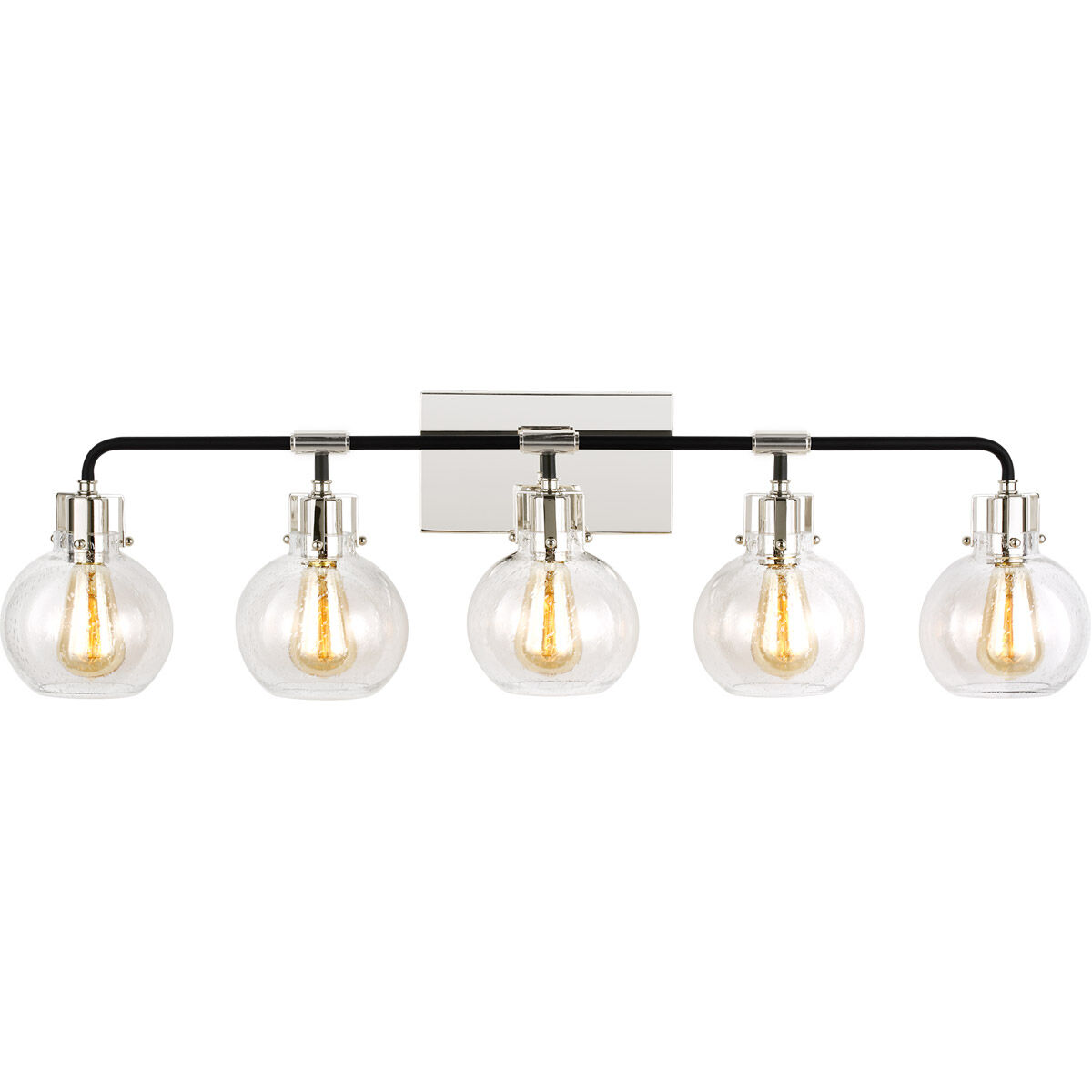 Sean Lavin Clara 5 Light 40 inch Polished Nickel/Textured Black Vanity Light Wall Light in Polished Nickel / Textured Black