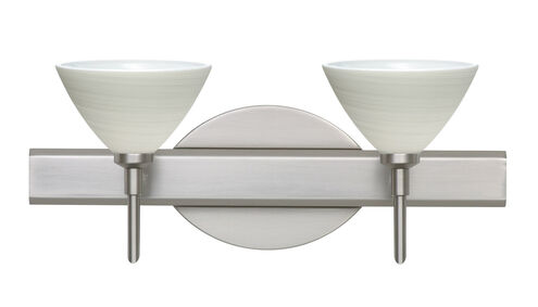 Domi 2 Light 15 inch Satin Nickel Vanity Lighting Wall Light in Halogen, Chalk Glass