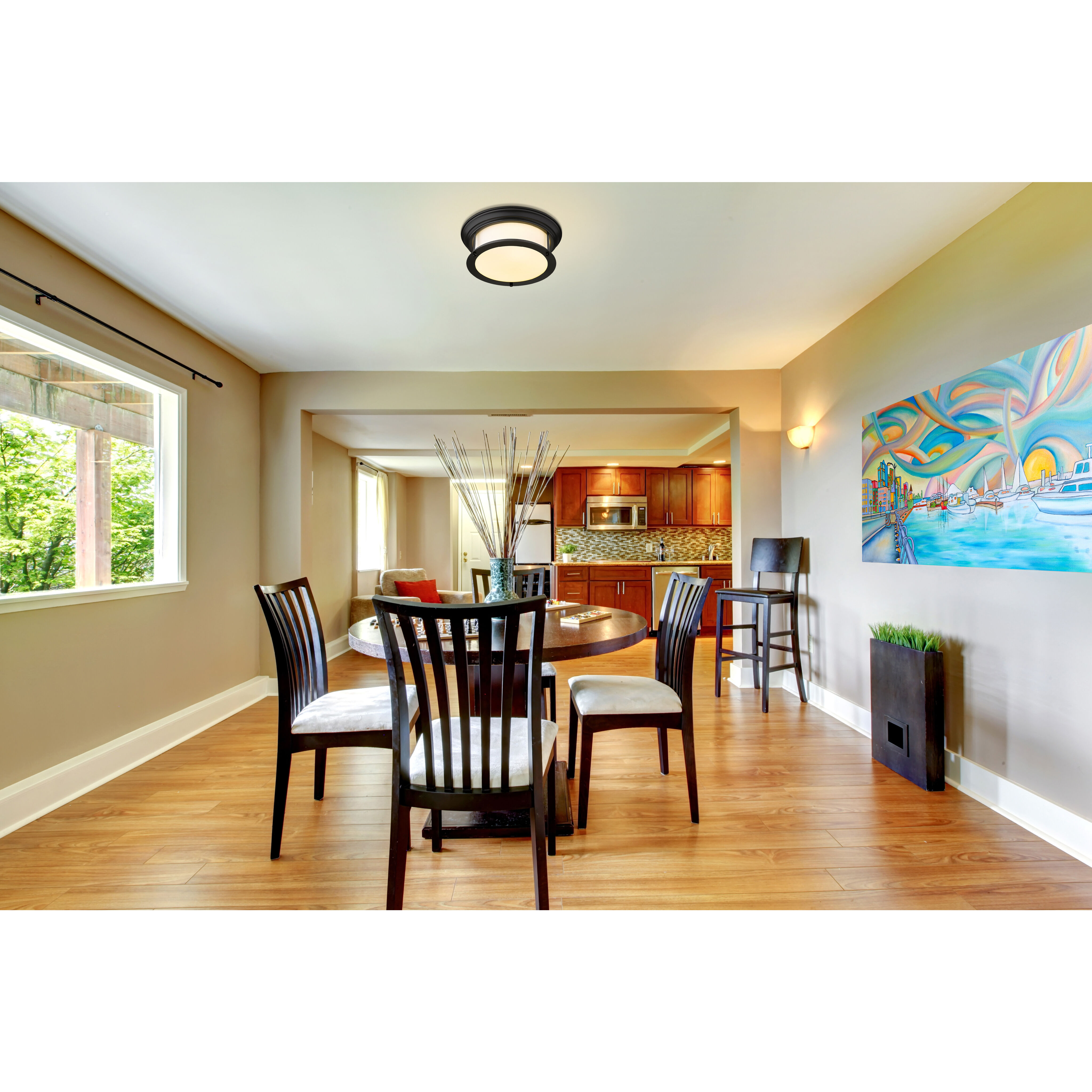 Sonna 2 Light 13.25 inch Bronze Flush Mount Ceiling Light in Matte Opal Glass