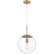 Gaze 1 Light 11.88 inch Satin Brass Pendant Ceiling Light in Clear Glass
