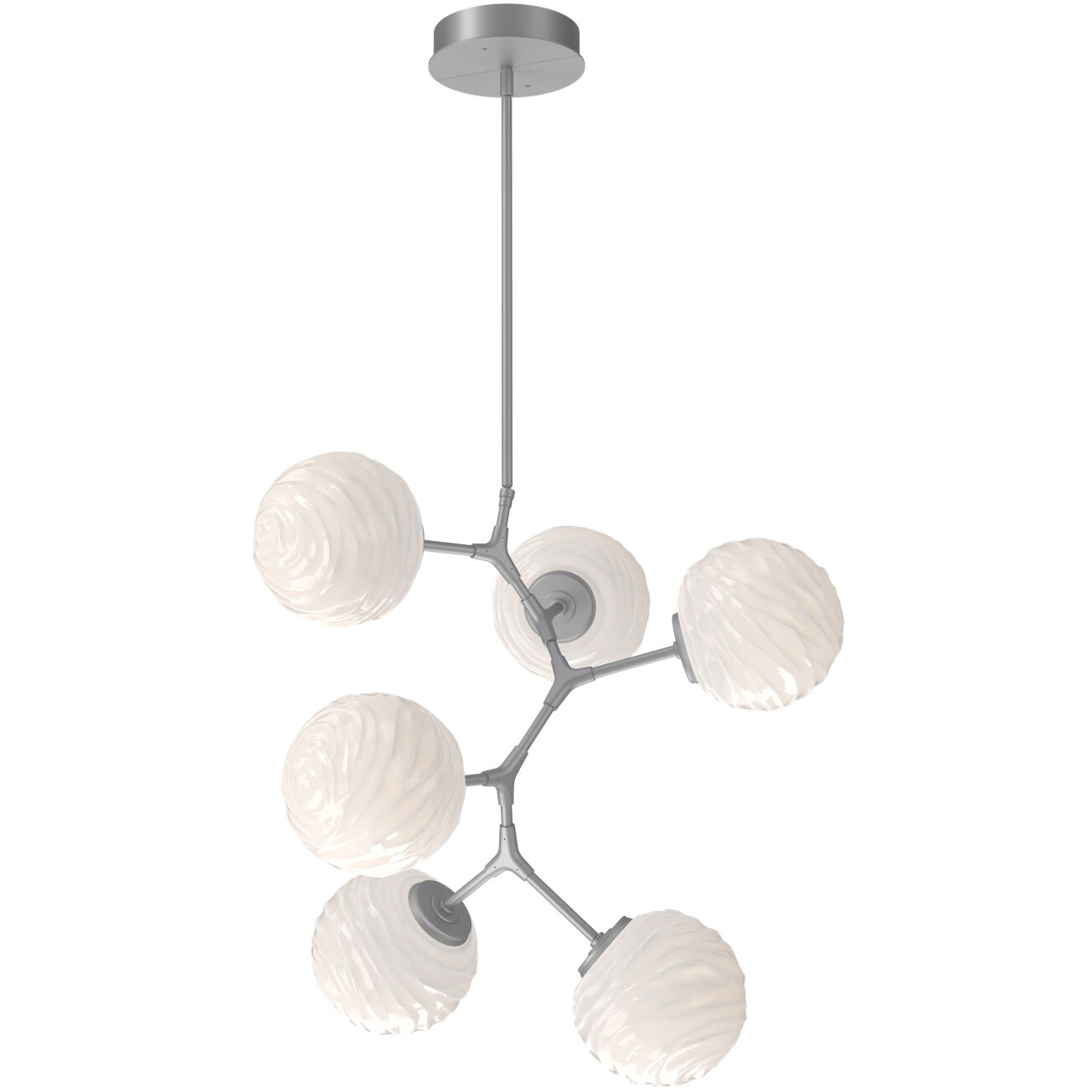 Gaia LED Classic Silver Multi-Pendant Ceiling Light in 3000K LED, Opal White, Modern Vine