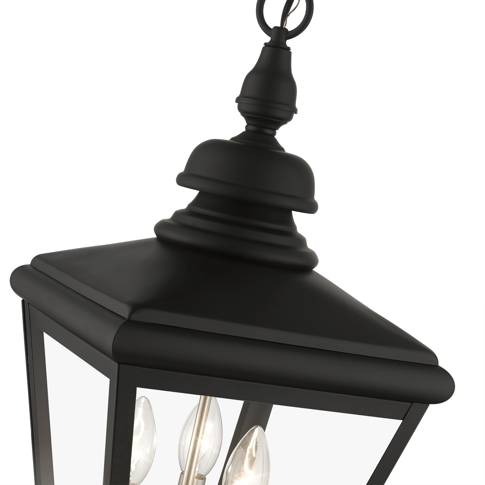 Adams 3 Light 10.63 inch Black with Brushed Nickel Finish Cluster Outdoor Large Pendant Lantern Ceiling Light in Black with Brushed Nickel Accent