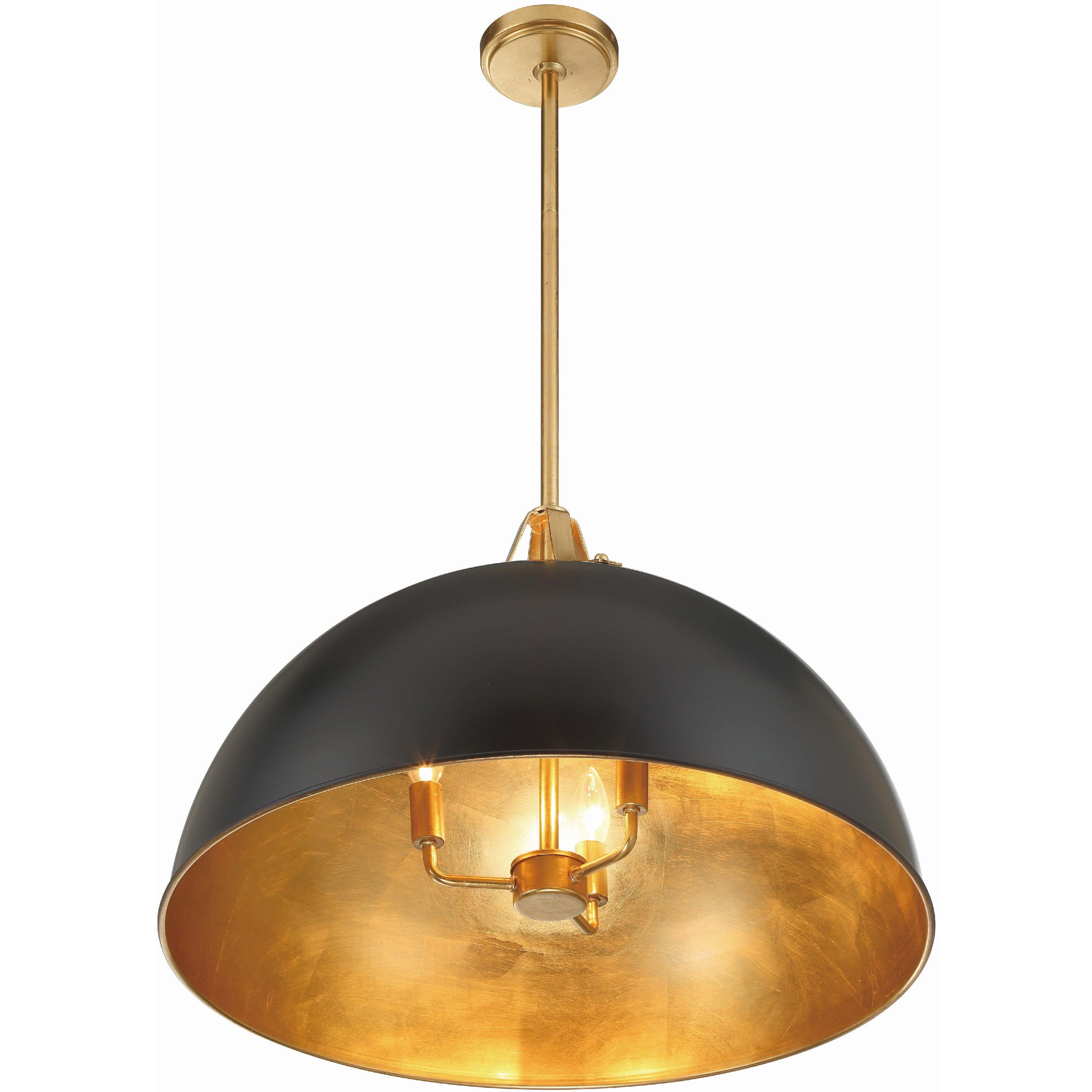 Soto 3 Light 23.5 inch Matte Black and Antique Gold Pendant Ceiling Light