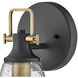 Easton 1 Light 6.25 inch Black with Heritage Brass Vanity Light Wall Light