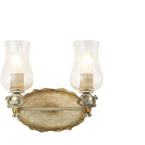Trellis 2 Light 14 inch Hand-painted with putty patina and silver leaf orb Bath Light Wall Light