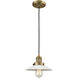 Franklin Restoration Halophane LED 8.5 inch Brushed Brass Mini Pendant Ceiling Light in Matte White Halophane Glass, Franklin Restoration