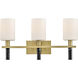 Turin 3 Light 23.5 inch Lacquered Brass Vanity Light Wall Light, Medium