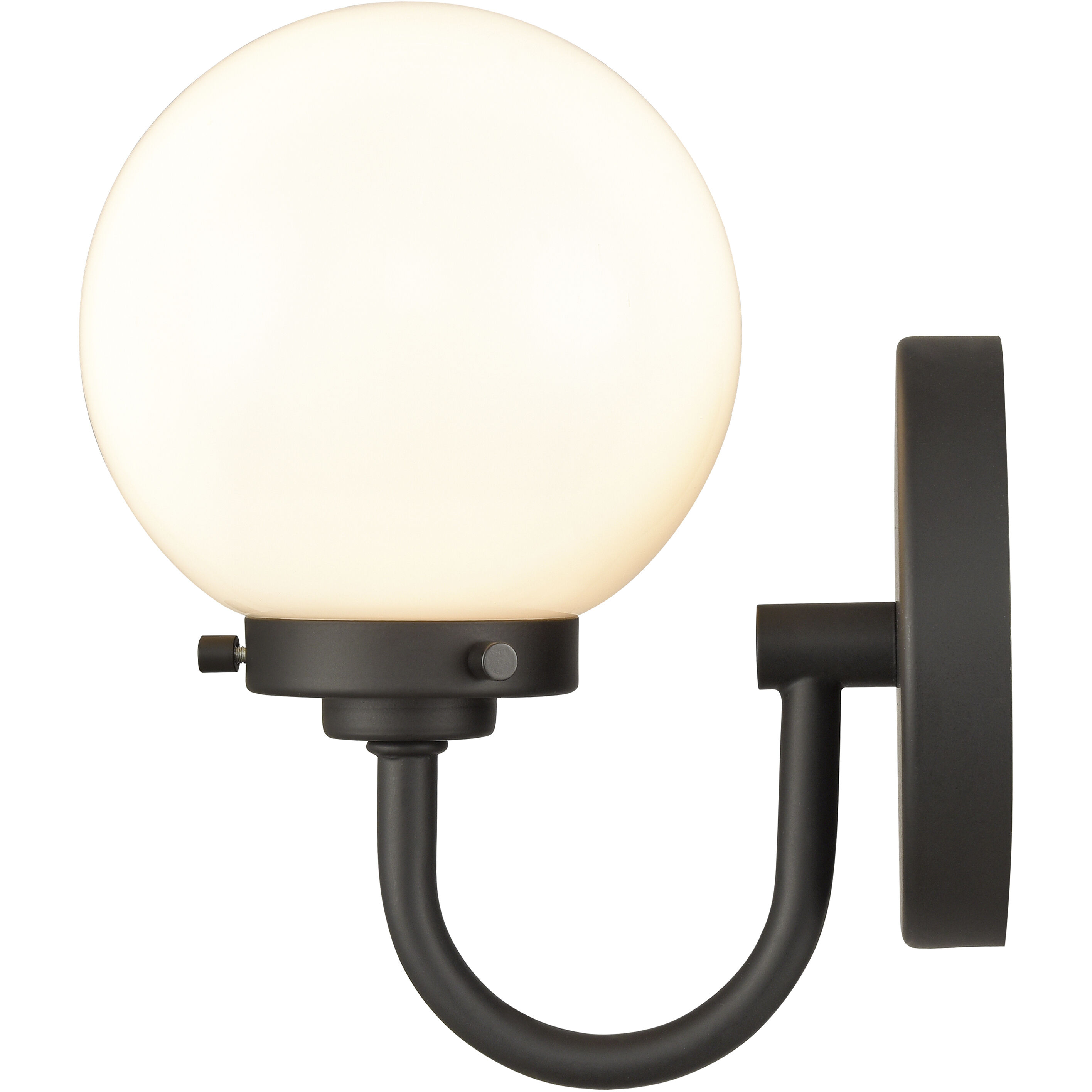 Fairbanks Sconce Wall Light in Matte Black, Opal Glass