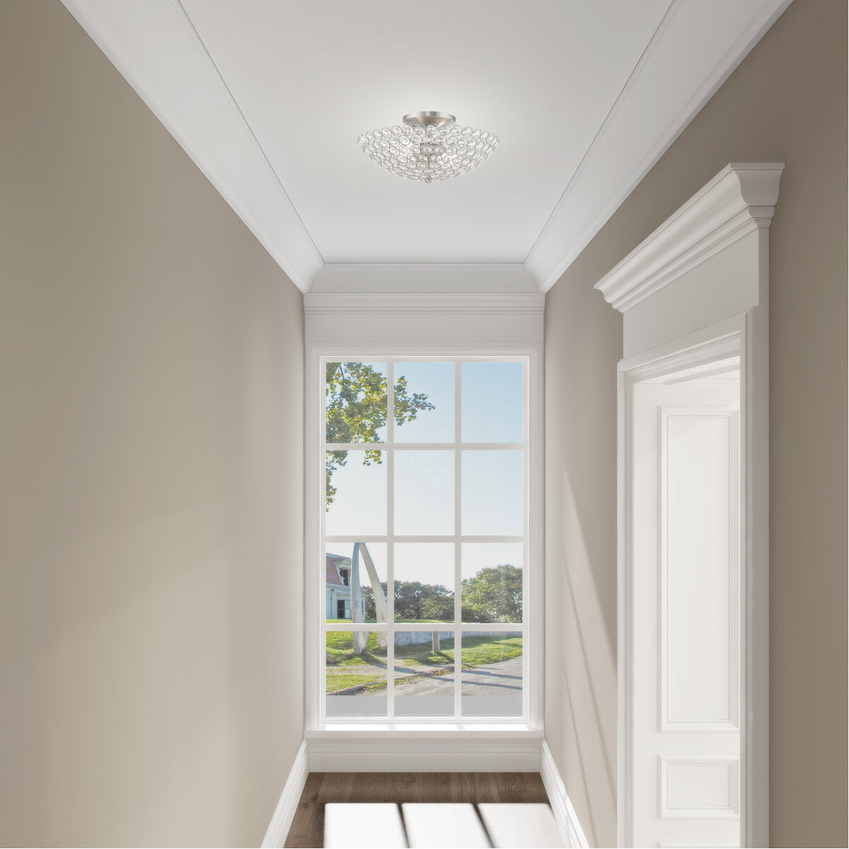 Cassandra 2 Light 13 inch Brushed Nickel Semi-Flush Mount Ceiling Light