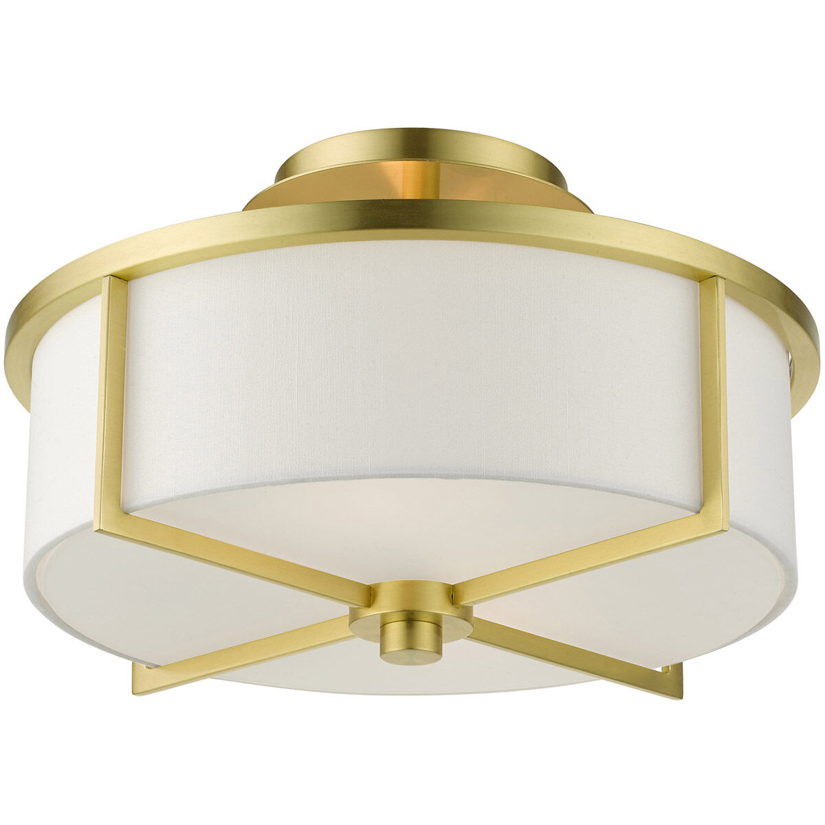 Wesley 2 Light 13 inch Satin Brass Semi Flush Ceiling Light