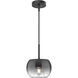 Samar 1 Light 7.5 inch Black and Smoked Pendant Ceiling Light