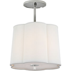 Barbara Barry Simple Scallop 3 Light 15.75 inch Soft Silver Hanging Shade Ceiling Light in Linen