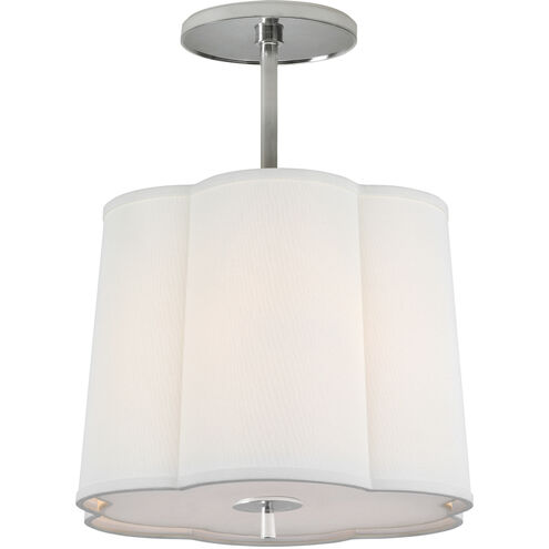 Barbara Barry Simple Scallop 3 Light 15.75 inch Soft Silver Hanging Shade Ceiling Light in Linen