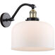 Franklin Restoration X-Large Bell 1 Light 12 inch Black Antique Brass Sconce Wall Light in Matte White Glass, Franklin Restoration