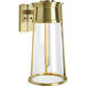 Cone 1 Light 12.75 inch Satin Brass with Clear Outdoor Wall Sconce, Small