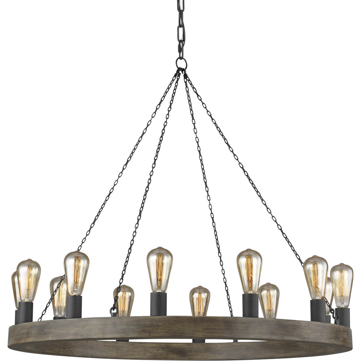 Sean Lavin Avenir 12 Light 36 inch Weathered Oak Wood / Antique Forged Iron Chandelier Ceiling Light