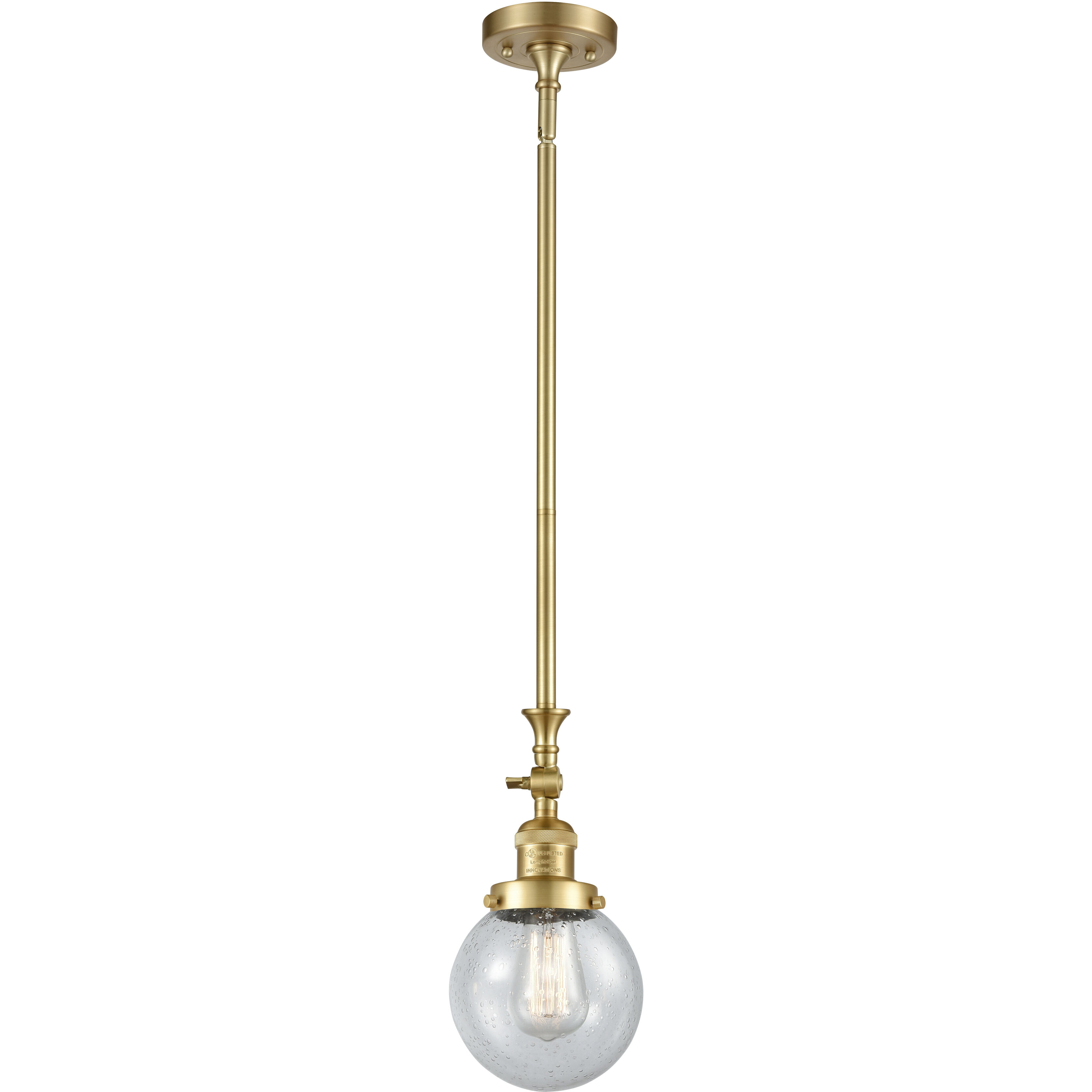 Franklin Restoration Beacon 1 Light 6 inch Satin Gold Mini Pendant Ceiling Light in Incandescent, Seedy, Franklin Restoration