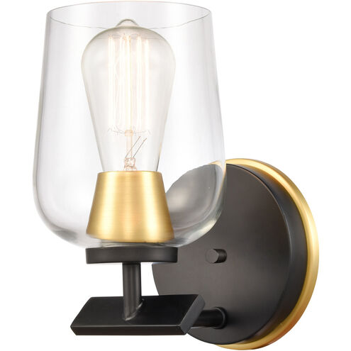 Remy 1 Light 5 inch Black Satin Gold Bath Vanity Light Wall Light in Clear Glass