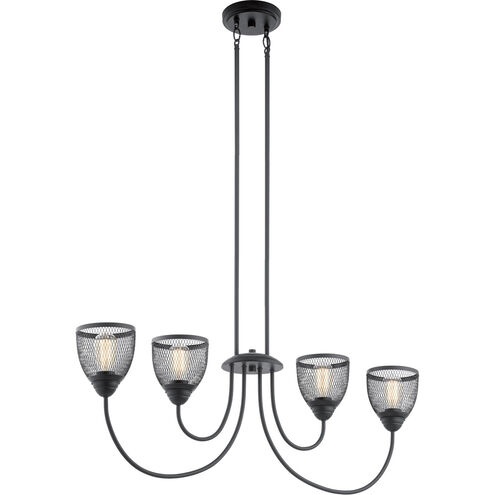 Voclain 4 Light 7 inch Black Chandelier Linear (Single) Ceiling Light, Single