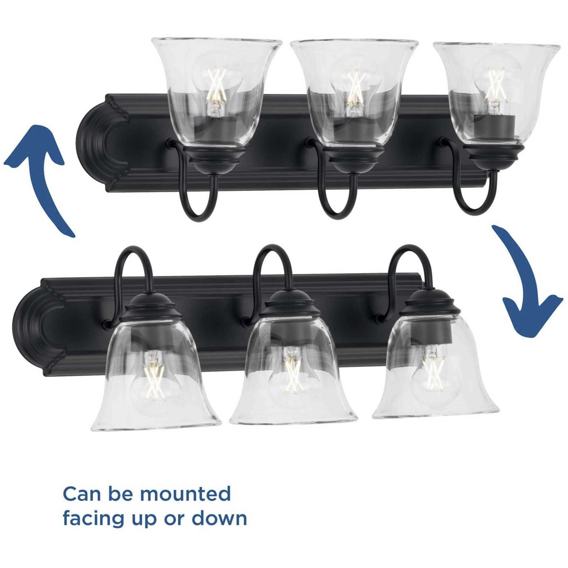 Clear Glass 3 Light 24 inch Matte Black Vanity Light Wall Light