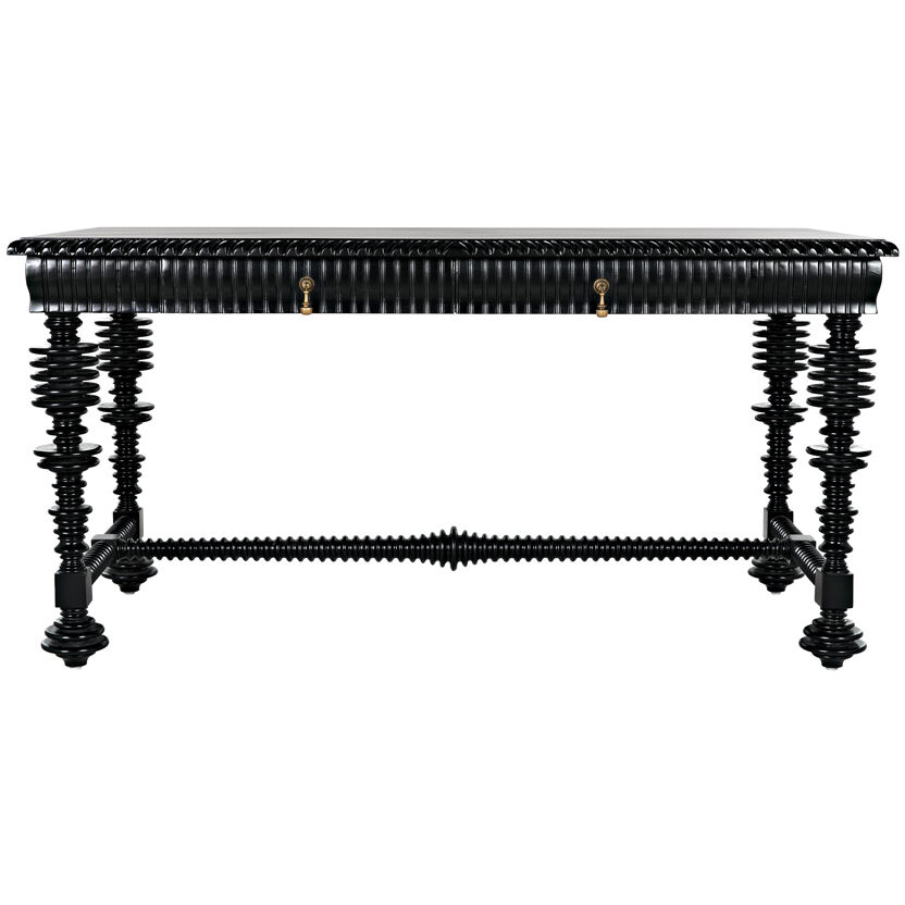 Portuguese 60 X 28 inch Hand Rubbed Black Desk, Small
