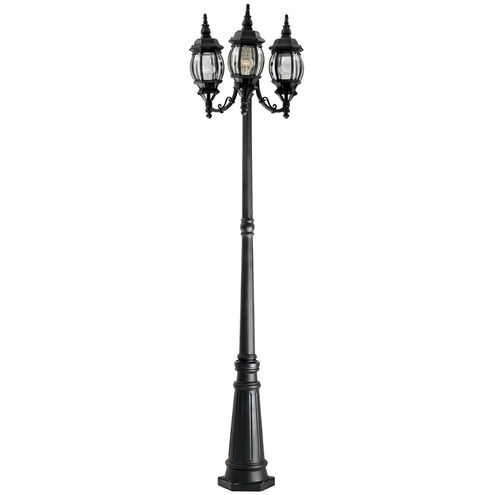 Riviera 3 Light 85 inch Black Outdoor Post Lantern, Post Included
