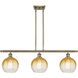 Ballston Brookhaven Globe Island Light Ceiling Light in Antique Brass, Amber Glass