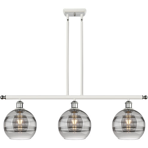 Ballston Rochester 3 Light 36 inch White Polished Chrome Stem Hung Island Light Ceiling Light