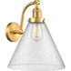 Franklin Restoration X-Large Cone 1 Light 12 inch Satin Gold Sconce Wall Light in Seedy Glass, Franklin Restoration