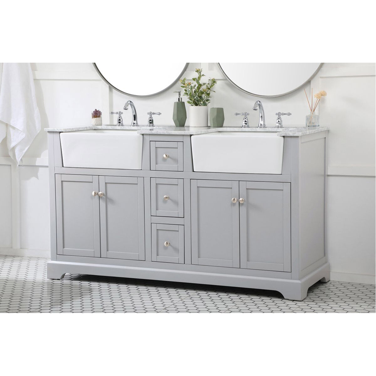 Franklin 60 X 22 X 35 inch Grey Bathroom Vanity Cabinet