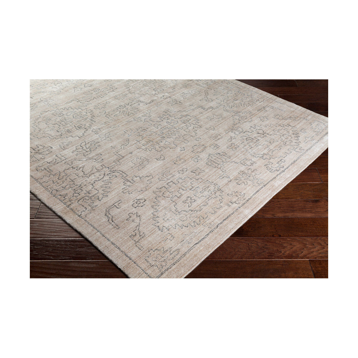 Hightower 72 X 48 inch Beige/Charcoal Rugs, Bamboo Silk and Cotton
