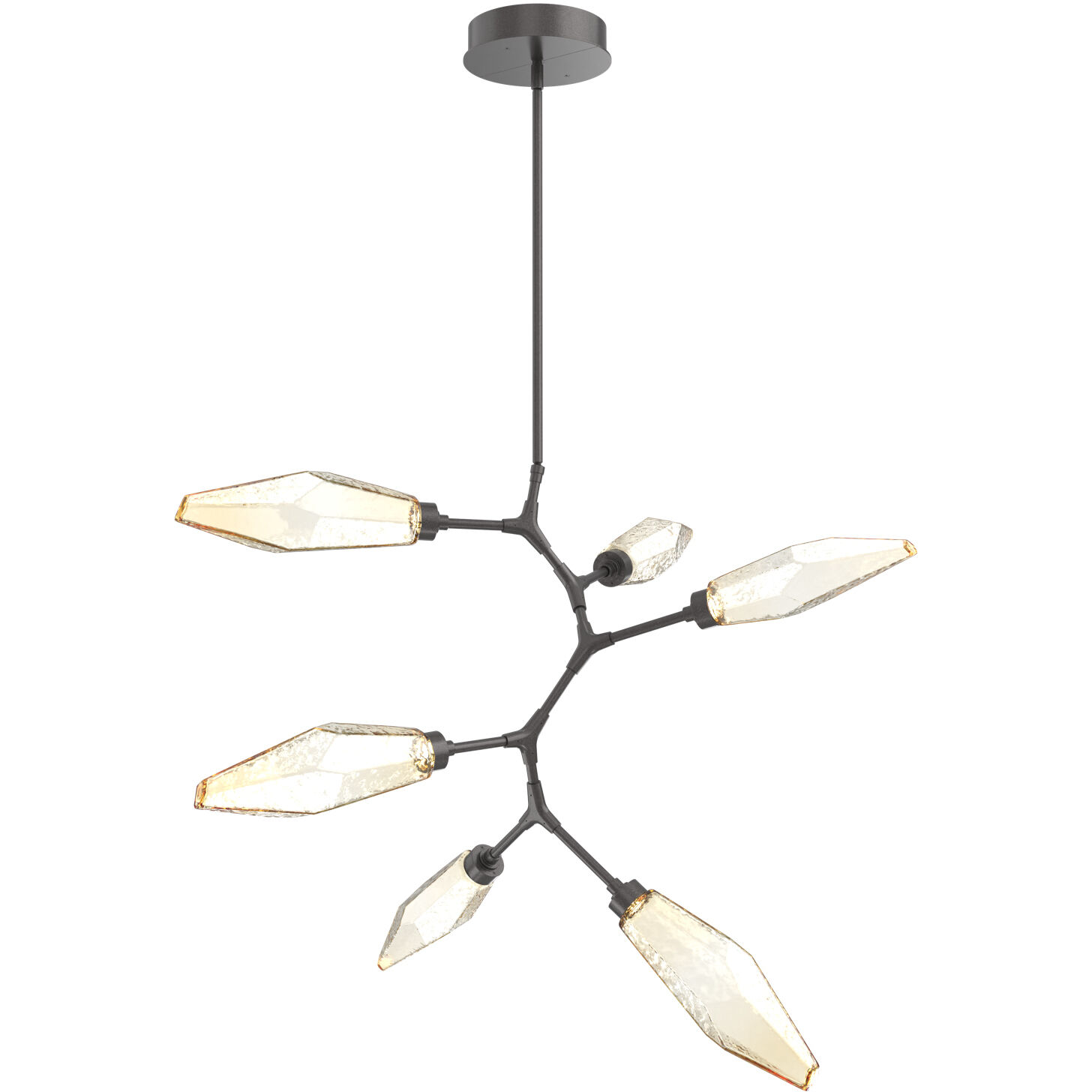 Rock Crystal LED 38.8 inch Graphite Chandelier Ceiling Light in Chilled Amber, 2700K LED, Modern Vine