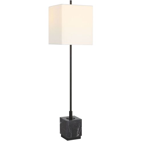 Escort 37 inch 100.00 watt Satin Black and Black Marble Buffet Lamp Portable Light