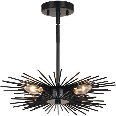 Nikko LED 16 inch Matte Black Semi-Flush Mount Ceiling Light in 4
