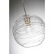 Wave 1 Light Satin Nickel Pendant Ceiling Light in Clear Wave Glass 