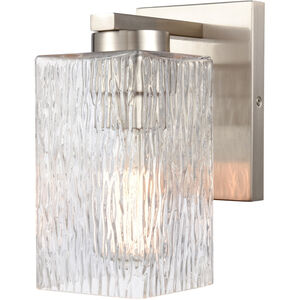 Juneau 1 Light 5 inch Satin Nickel Bath Vanity Light Wall Light in Clear Rippled Glass