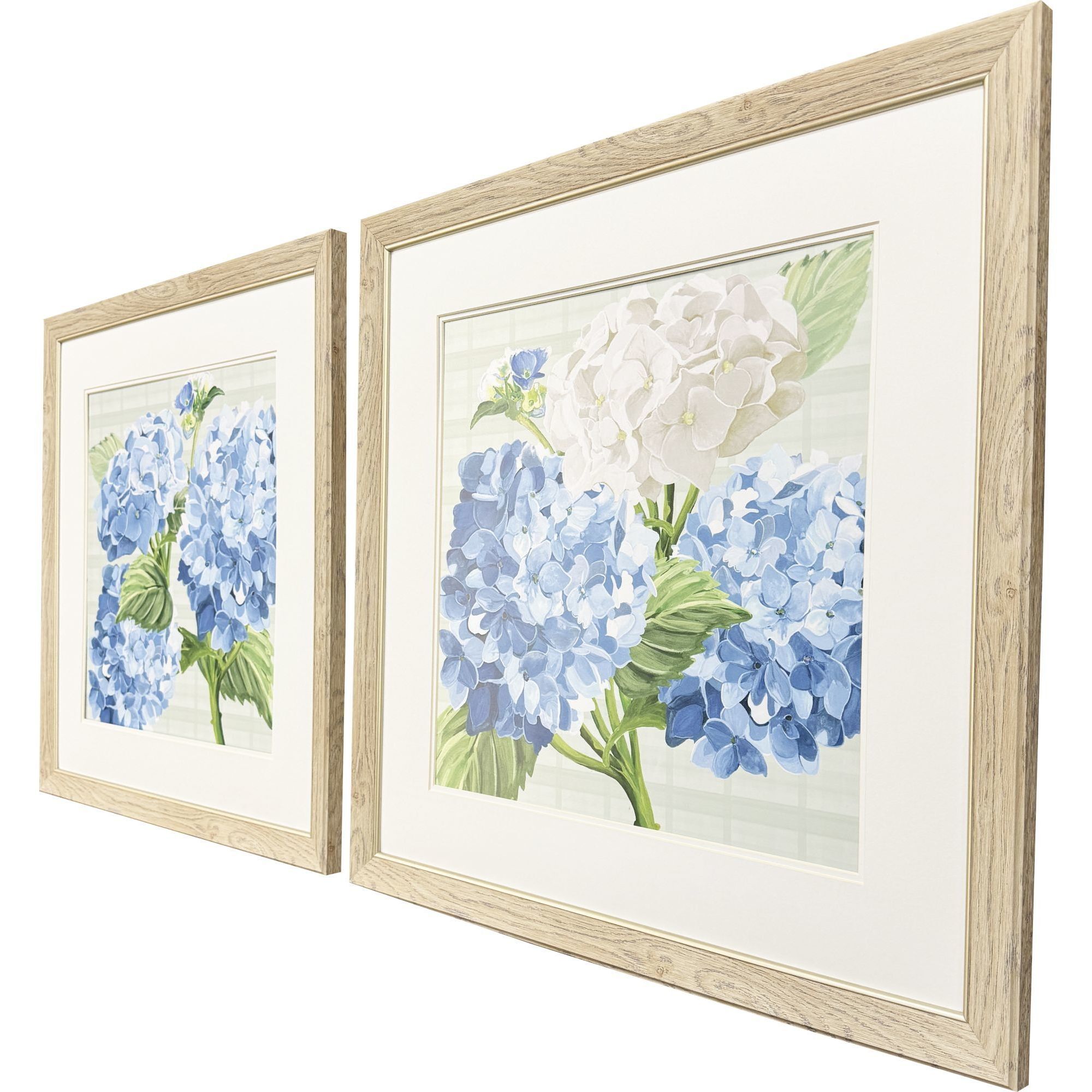 Hydrangeas on Plaid Blue and Green and Turquoise Framed Art, Propac